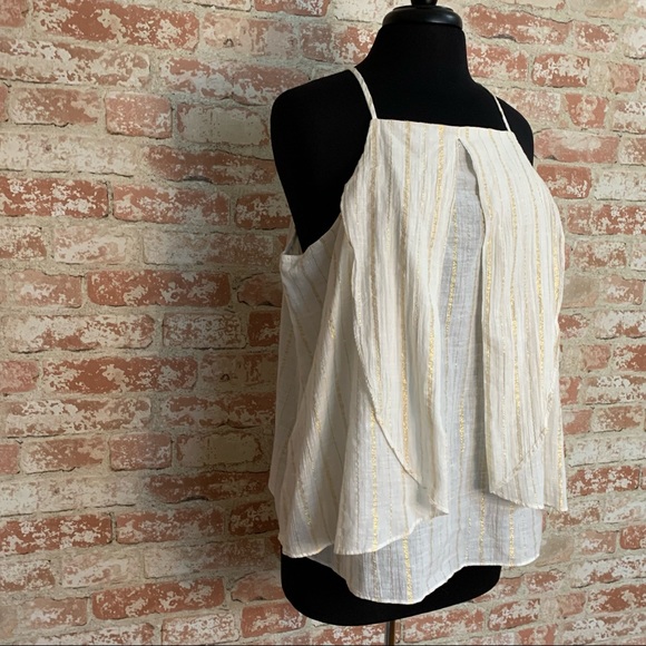 A.N.A. Halter Blouse Metallic Cream Gold NWT Size XL - Picture 3 of 8